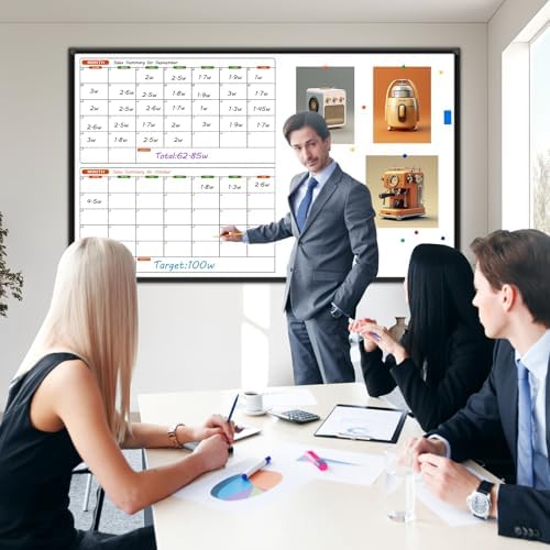 2 Month Magnetic Dry Erase Calendar Whiteboard Combo, 72" x 40"
