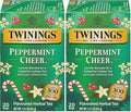 Twinings Peppermint Cheer Herbal Tea Individually Wrapped Bags, 20 Count (Pack of 2), Peppermint & Vanilla, Naturally Caffeine-Free, Enjoy Hot or Iced, 20 Teabags