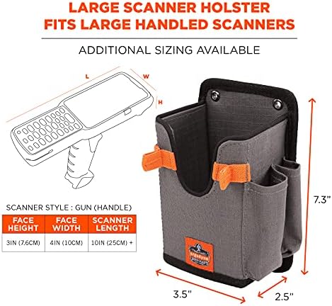 Ergodyne Squids 5543 Barcode Scanner Holder Equipment Mount for Gun Grip Mobile Computers, Handheld Bar Code Scanners, Fastener Straps to Attach to Forklift Gray Large