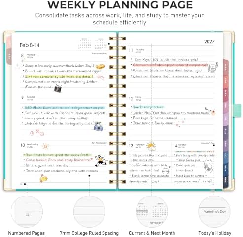 RETTACY 2027 Planner, Weekly and Monthly, A5 Size (5.7" x 8.3")