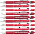 ExpressDesigns™ Personalized Ballpoint Pens Click action Custom Black writing ink - The Sleeker - Full color Printed Name Pens with Your Logo/Text/Message Personalization - 12 Qty (Red)
