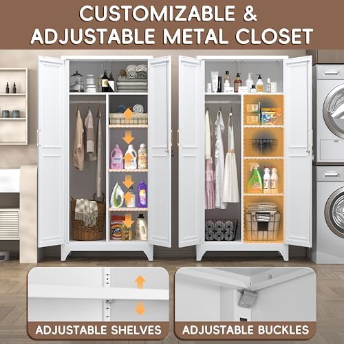 SteeLoong Armoire Wardrobe Closet,71" H Wardrobe Cabinet with Locking Doors