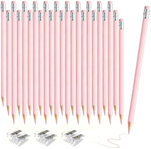 36 PCS Macaron Pink Colored Pencils with Eraser Pre Sharpened Pencil 2 HB - Ideal for Checking, Grading, Tests & Office/School Supplies
