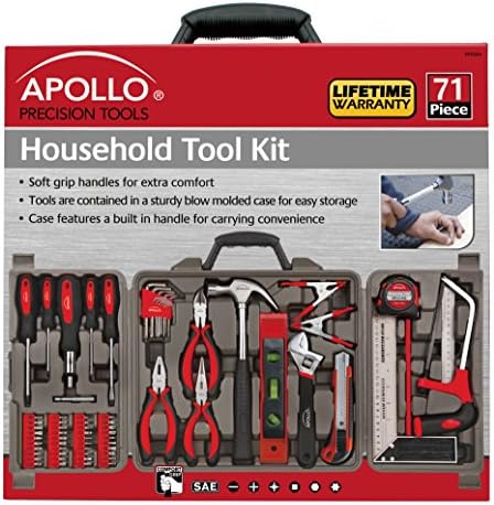 Apollo Tools 71 Piece Complete Household Tool Set, Red DT0204
