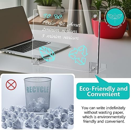 2PCS Clear Acrylic Calendar Dry Erase Board with Stand for Desk, 16x12 Large Desktop Monthly Whiteboard Magnetic Memo Board for Fridge, Office, School, Home
