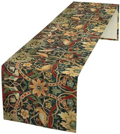 William Morris Table Runner Vintage Flowers Table Runner for Dining Table Decor 13 x 120 Inch Strawberry Thief
