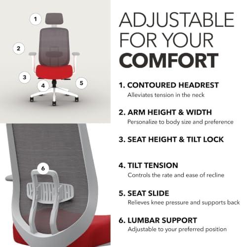 HON Altern Ergonomic Office Chair, Office Desk Computer Chair, Ruby