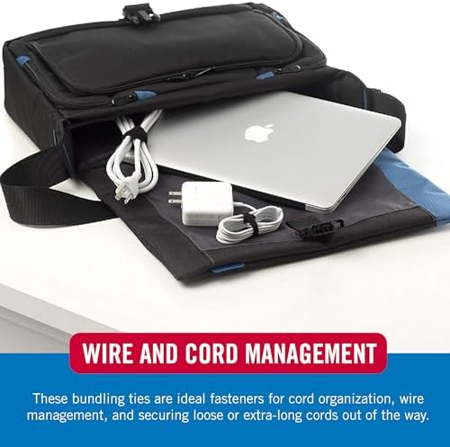 VELCRO Brand Reusable Cable Ties, Cord Management, 8in, Black, 150 Pack