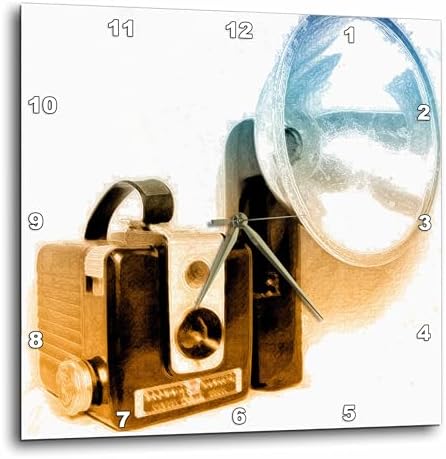 3dRose Wall Clock Silent - 10 inch - Picture of a Vintage 1950s Camera with Bulb Flash - Kike Calvo Vintage Camera Collection