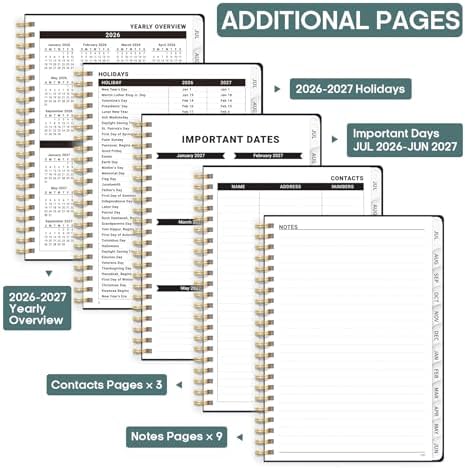 Planner 2026-2027, Weekly & Monthly Academic Calendar, Jul 2026 – Jun 2027
