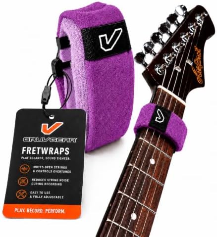 Gruv Gear Fret Wrap & Guitar Mute, Fretwrap for Acoustic, Electric & Bass | String Dampener Recording, Tapping & Practice Accessory (1 Pack, Small Purple, Fits 4 String Bass, 6 String Guitar)