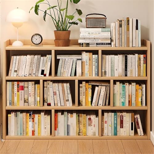 Lumber Organizer Shelf 3/4 Shelves, Lateral Filing or Vertical, Closed Back Floor-Standing Bookshelf Rack Bookcase Cabinet Tiered Shelf Grid Storage Unit Natural 47" L x 8" W x 35" H