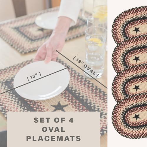 Homespice Gloucester Jute Braided Placemats, Oval 13x19 Set of 4