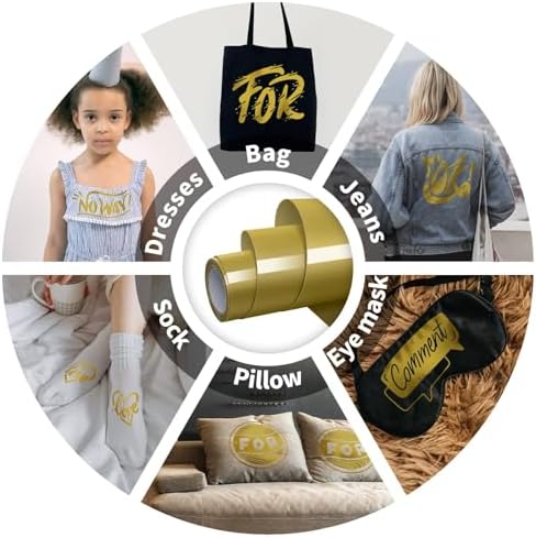 VinylRus Heat Transfer Vinyl, Gold, 12" x 8ft