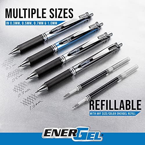 Pentel EnerGel RTX RT Liquid Gel Pen, Med, Metal Tip, (0.7mm), Blue Ink, Box of 12 (BL77PC12C1) (Pack of 3)