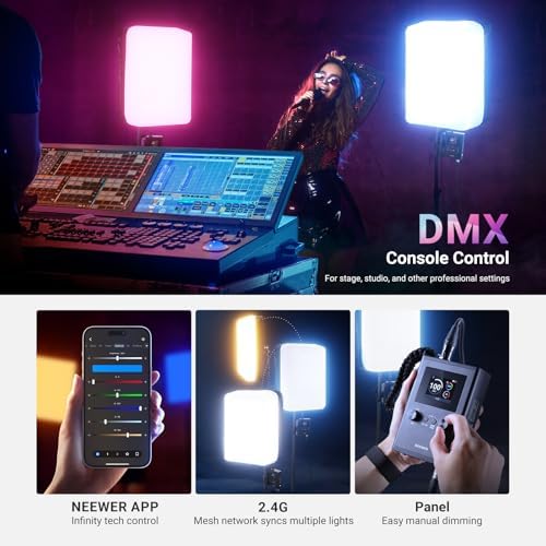 NEEWER 115W Flexible RGB Video Light, APP/2.4G/DMX Control LED Panel Light Mat Kit with Softbox, 2500K-10000K 14700lx/0.5m CRI96+, Key Lighting for Studio Photography Streaming Video Recording, FL100C