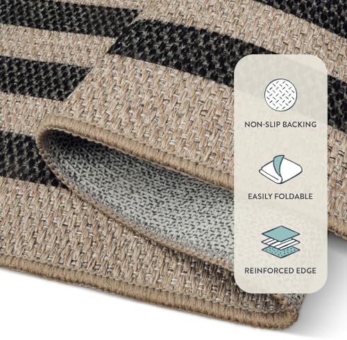 Lahome Modern 3x5 Outdoor Patio Rug, Black Indoor Outdoor Easy Jute Rug