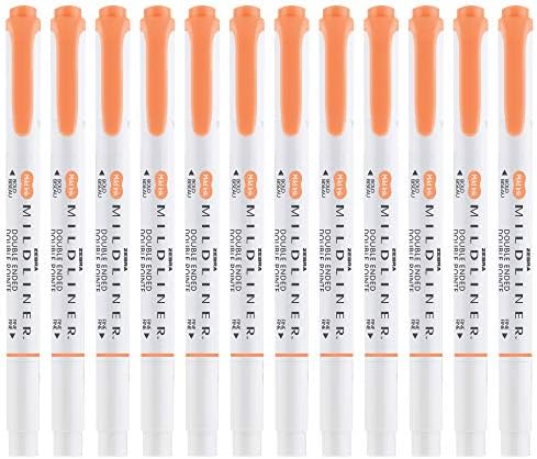 Zebra Pen MILDLINER No Bleed Highlighter, Apricot Color, Dual Tip, 12-Pack