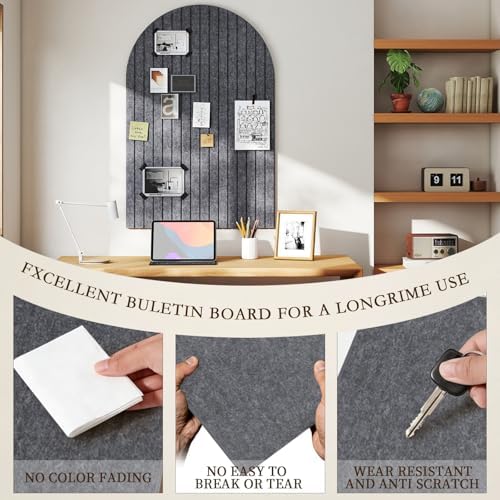 JBER Large Arched Felt Bulletin Board 36" x 24", 6 Pack, Dark Gray