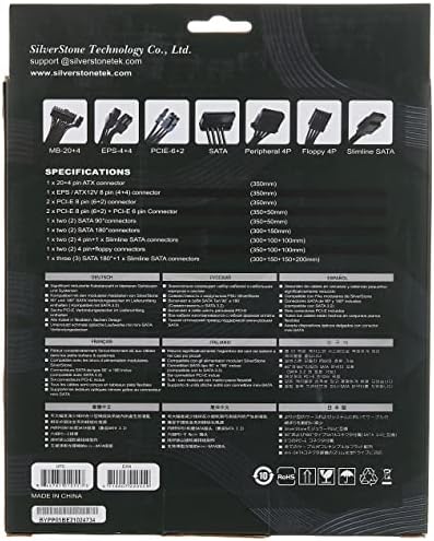 SilverStone Technology Flat Flexible Short Cable Set Designed for SilverStone Modular Power Supplies PP05-E