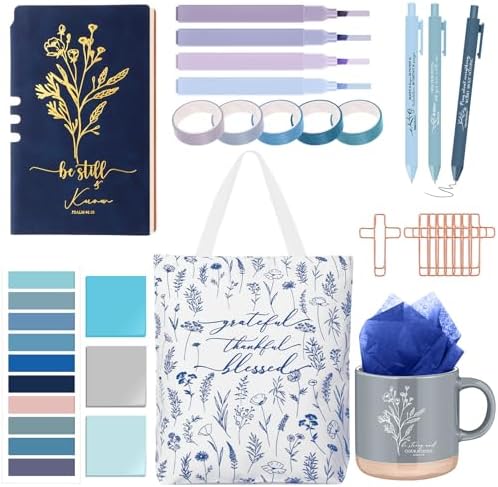 Reallnaiv Housekeeping Mug Bag Notebook Highlighter Pen Note, Blue
