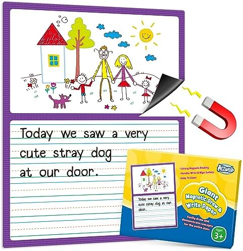 Aizweb Giant Magnetic Draw & Write Paper,Dry Erase Handwriting Lined for Classroom Whiteboard Accessories, Writing Chart Paper Teacher Must Have Homeschool Teaching Supplies,Teacher Essential