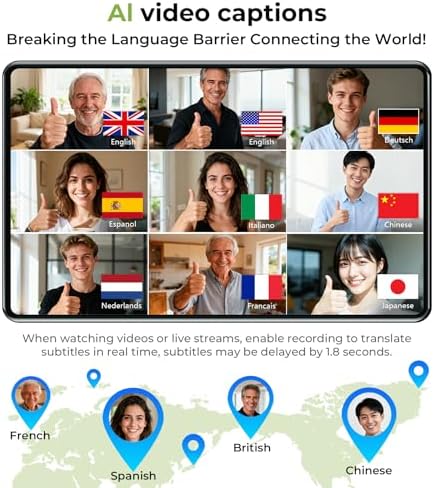 BEARTAIN NE20 Earbuds, 2025 New NE20 AI Translation Earbuds in Real Time, Language Translator Headphones with LCD Touch Screen Audifonos Traductores Inglés Español Support 135 Languages for Travel