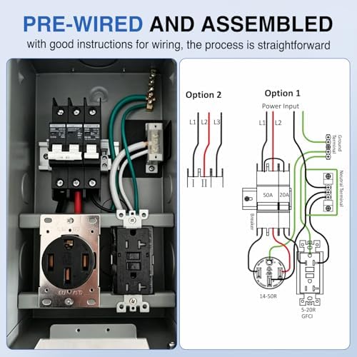 Nilight 20 50 Amp RV Power Outlet Box with Breaker NEMA 14-50R GFCI Camper