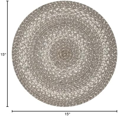 Homespice Grey Cloud Jute Braided Placemats, Round 15" Set of 6