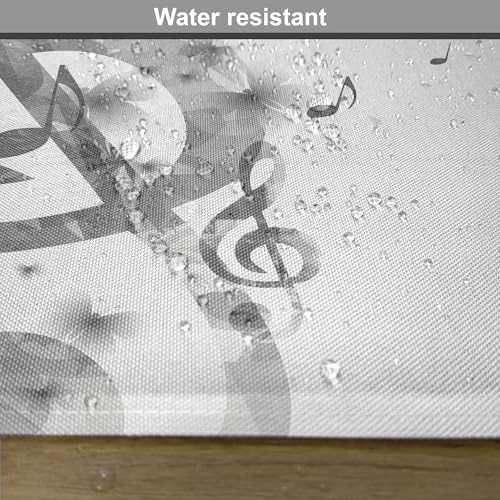 Lunarable Music Place Mats Set of 8, G-Clef Key Instrument Monochrome Creative Rhythmic Ornate Design Print, Washable Fabric Placemats for Dining Table, Placemat 8 pcs, Grey Cream