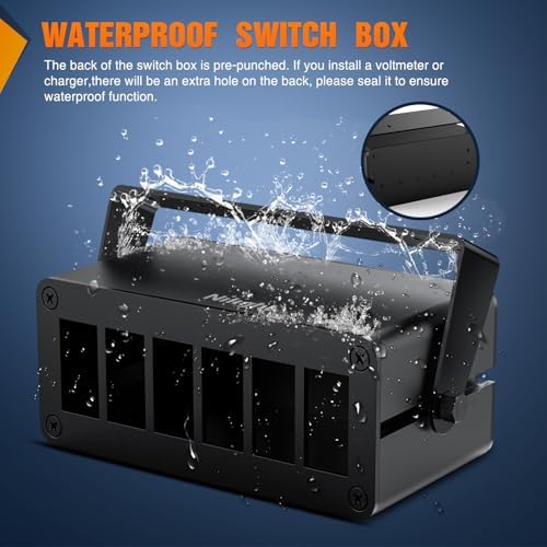 Nilight 6 Gang Rocker Switch Box Detachable Housing 6 Holes Aluminum Panel