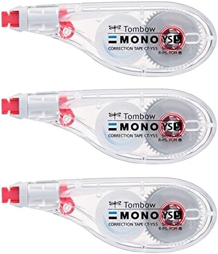 Tombow Pencil Correction Tape, 0.2 inches (5 mm), MONO Mono YS (Horizontal Pulling Type That Can Be Used As A Pen Feel), Single Use Type, 32.8 ft (10 m), 3 Pieces KCA-326 (CT-YS5 x 5)