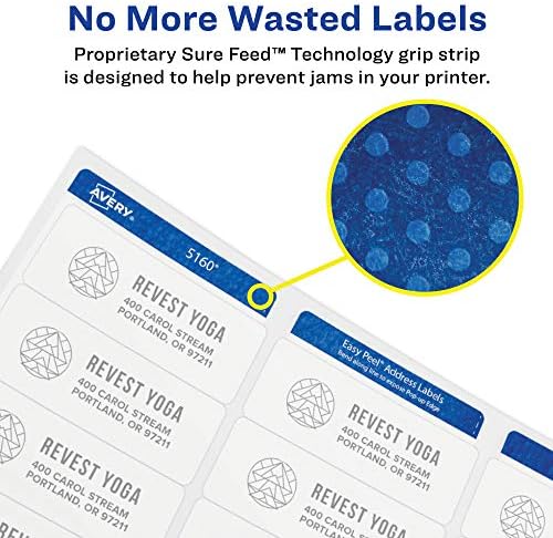 Avery® Round Printable Labels, 2.5" Diameter, Matte White, Sure Feed® Technology, Laser & Inkjet Compatible, 300 Blank Labels Total, Great for Branding, Packages, School Supplies, and More (5294)