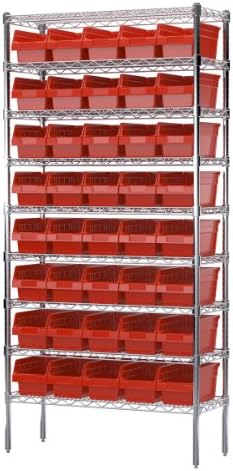 Akro-Mils 30090 Plastic Nesting ShelfMax Storage Bin Box, (12-Inch x 6-Inch x 6-Inch), Red, (10-Pack)