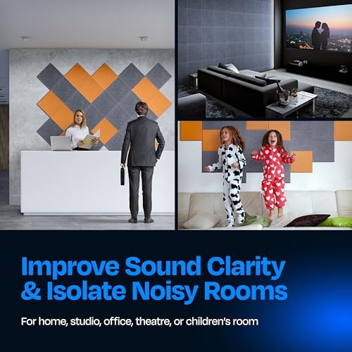 Acoustic Panels - 12 Pack, 12"X12"X0.4" Soundproof Panels - Pebble Gray Square