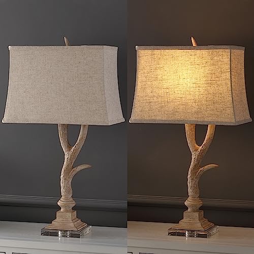 JONATHAN Y Antler 29.5" Rustic Resin Crystal Metal Table Lamp, Beige/Clear