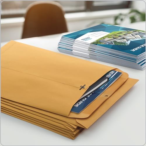 Quality Park, QUA37893, Gummed Kraft Clasp Envelopes, 100 / Box, Kraft, 9.5 x 12.5 Inches