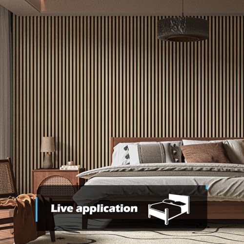 Art3d 108 x 12 in 3D Fluted Soundproof Wood Slat Wall Panel, 4-Pack, Peach