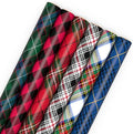 Hallmark Christmas Wrapping Paper Rolls - Black and Red Buffalo Plaid, Royal Stewart Tartan, Blue, Green (6 Rolls: 180 sq. ft. ttl.) for Holiday Parties, Hanukkah, Winter Weddings