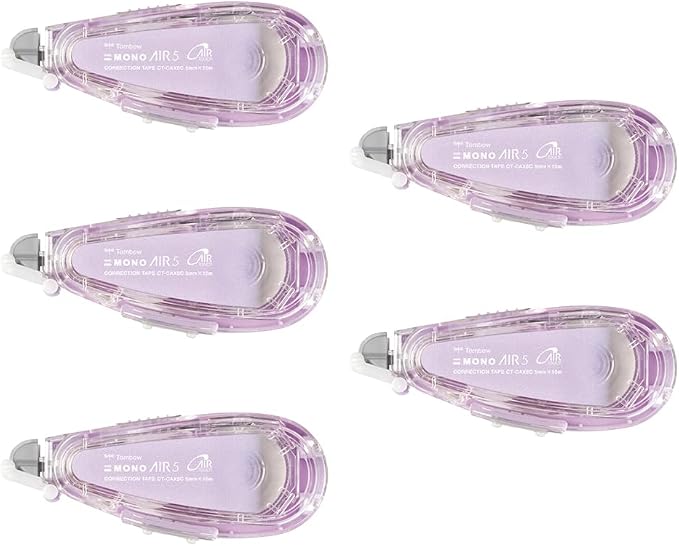 Tombow Pencil Mono Air CT-CAX5C95-5P Correction Tape, Refill Type, 0.2 inch (5 mm) Wide, Lavender, Set of 5