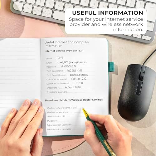 Clever Fox Password Book with Alphabetical Tabs, 5.3"x7.7 Keeper Aquamarine