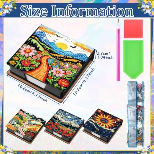 Saillong 4 Pcs Christmas Boho Diamond Art Note Box Diamond Painting Box