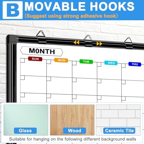 Large Dry Erase Calendar for Wall 72" x 40"