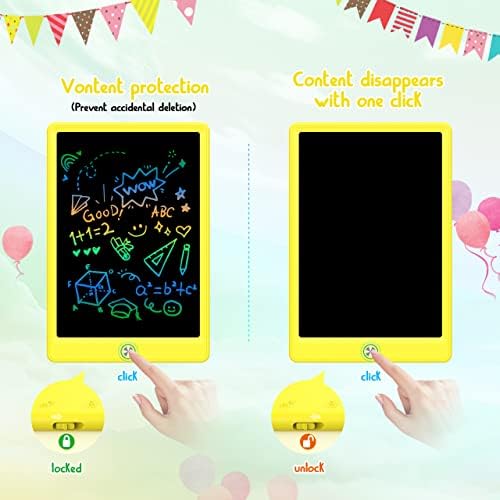 BUKEBU LCD Writing Tablet,12.5 inch Colorful Doodle Board for Kids (Yellow)