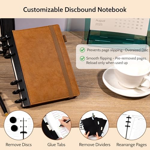 Yoment Refillable Journal Notebooks for Work, Journal for Women Men,Brown