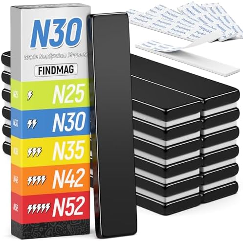 FINDMAG 12 Pack Black Rare Earth Neodymium Bar Magnets, 2.36x0.39x0.12in
