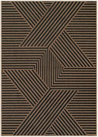 Lahome Geometric Easy Jute Outdoor Rug 5x7, Black Modern Entryway Rug