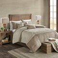 Madison Park Faux Suede King Comforter Set with Bed Skirt, Tan 7pc