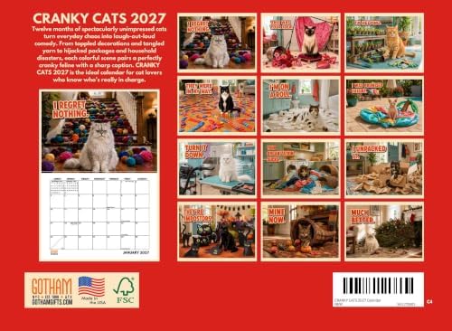 Cranky Cats Calendar 2027 Bad Cat Monthly Wall Calender 12 Month