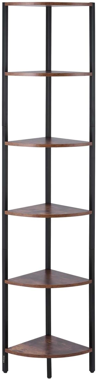 VEVOR 6 Tier Corner Shelf with LED Light, 68" Tall Corner Bookshelf with Storage Shelves for Collectibles, Display Shelf with Multi-Color Lights Controlled Via RC/APP for Bedroom, Living Room, Office
